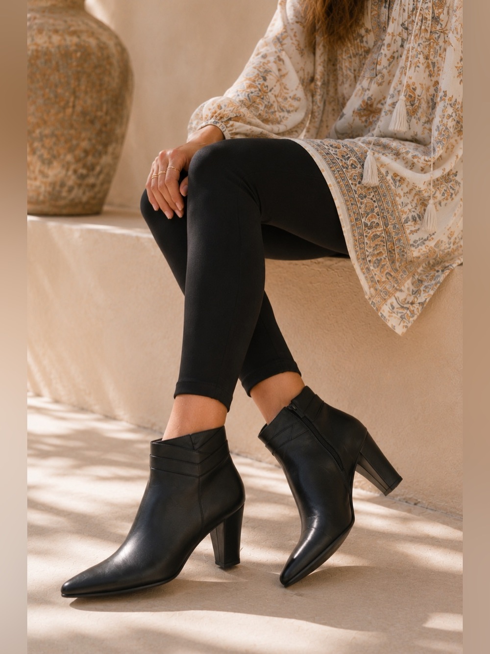 Worthington Madison Black Vegan Leather Block Heel Side Zip Ankle Booties 8 NIB